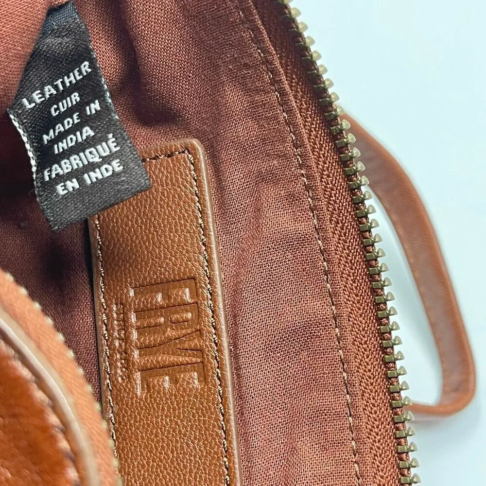FRYE Frye Melissa Leather Wristlet Cognac Brown Pebbled Wallet Coin Bag
